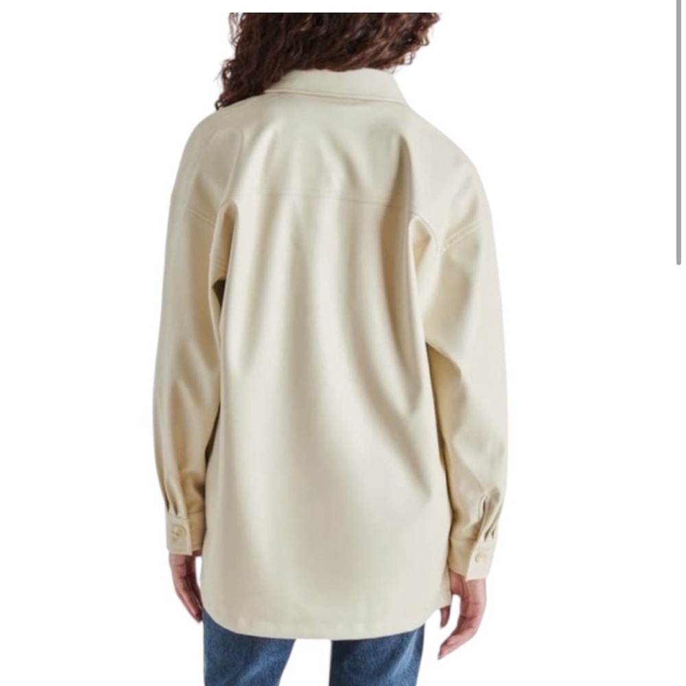 Steve Madden Oversized Utility Button Down Shacket Shirt Jacket Faux Leather - Picture 3 of 10